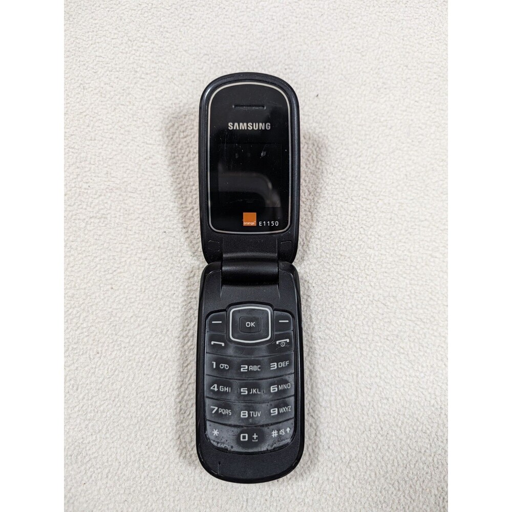Samsung GT-E1150 Flip Cell Phone Orange GSM Red Black For Parts Vintage